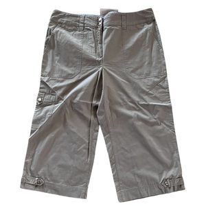 VAN HEUSEN Taupe Cargo Modern Fit Pedal Pusher Pants Cropped Capri Neutral 12